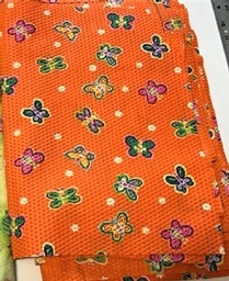 Orange waffle texture fabric - cotton
